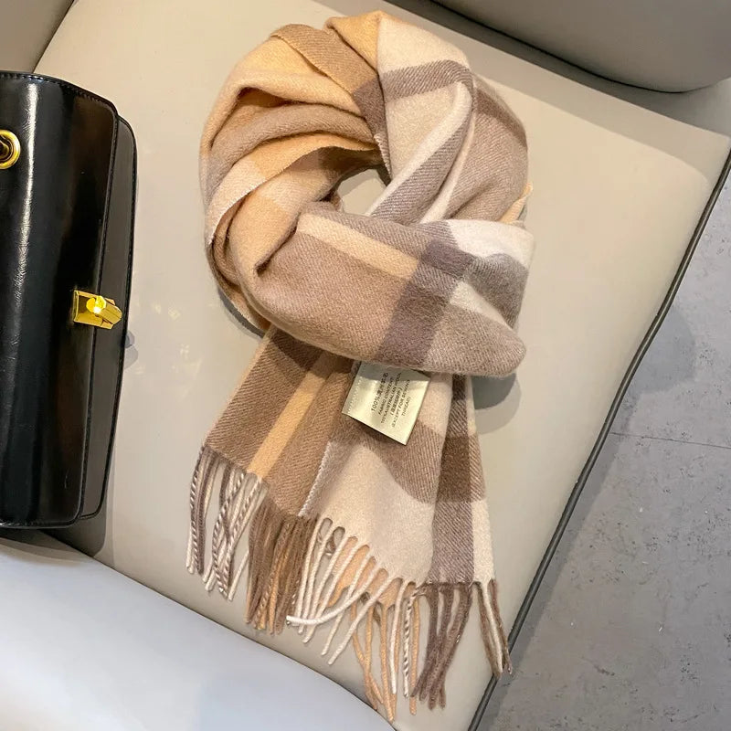 Ulvly Plaid Wool Tassel Scarf
