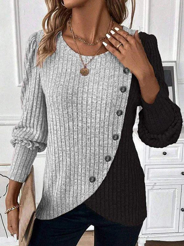 Ulvly Contrast-Stripe Button Sweater