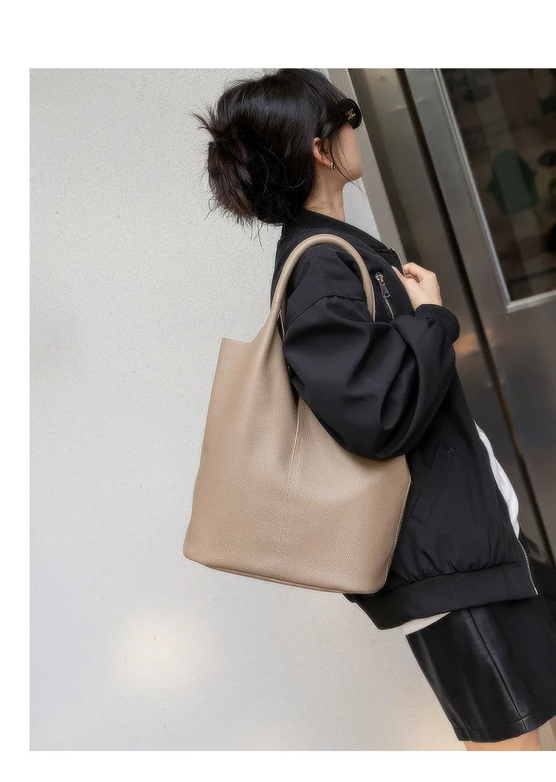 Ulvly Genuine Cowhide Commuter Tote