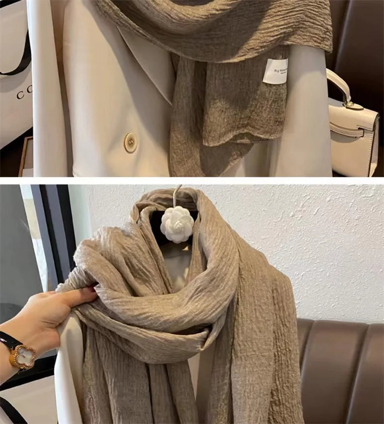 Ulvly Retro Cotton-Linen Touch Scarf