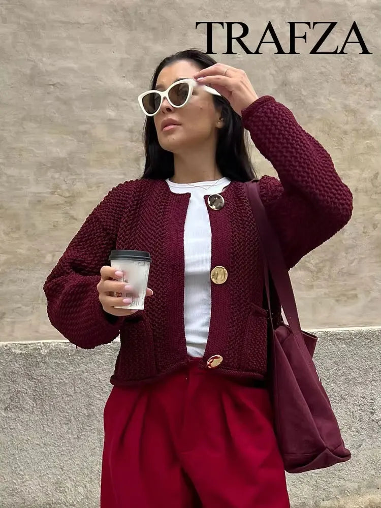 Ulvly Metal-Button Knit Cardigan