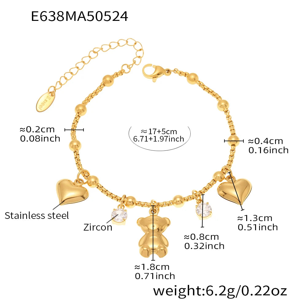 Ulvly Gold Plated Stainless Steel Charm Bracelet – Trendy Link Chain