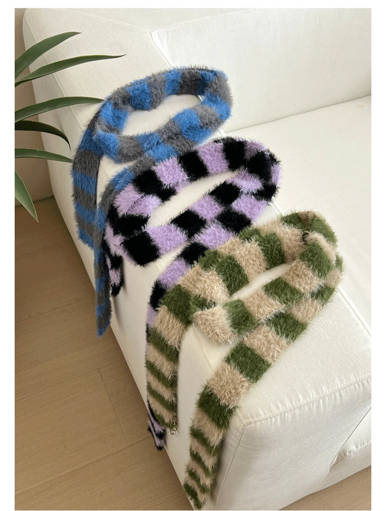 Ulvly Striped Plush Knit Scarf