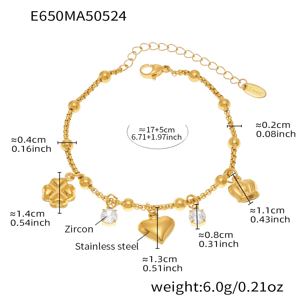 Ulvly Gold Plated Stainless Steel Charm Bracelet – Trendy Link Chain