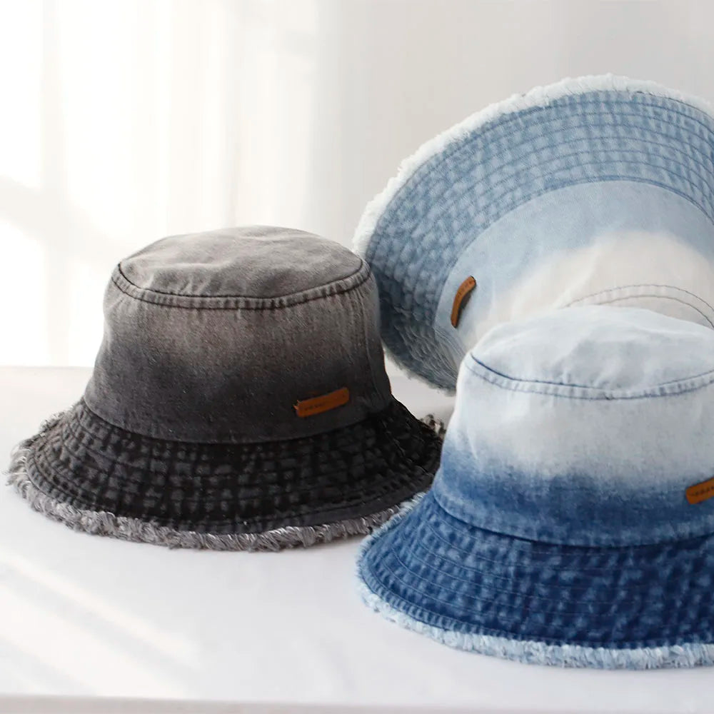 Ulvly Denim Cowboy Bucket Hat with Strap