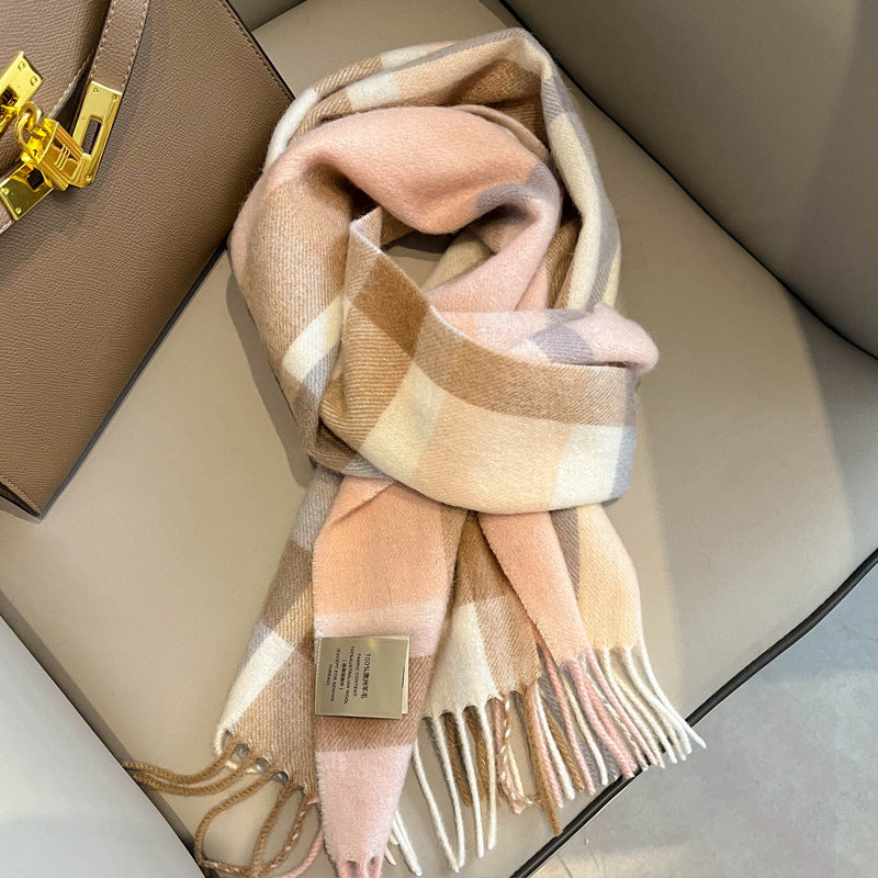 Ulvly Plaid Wool Tassel Scarf