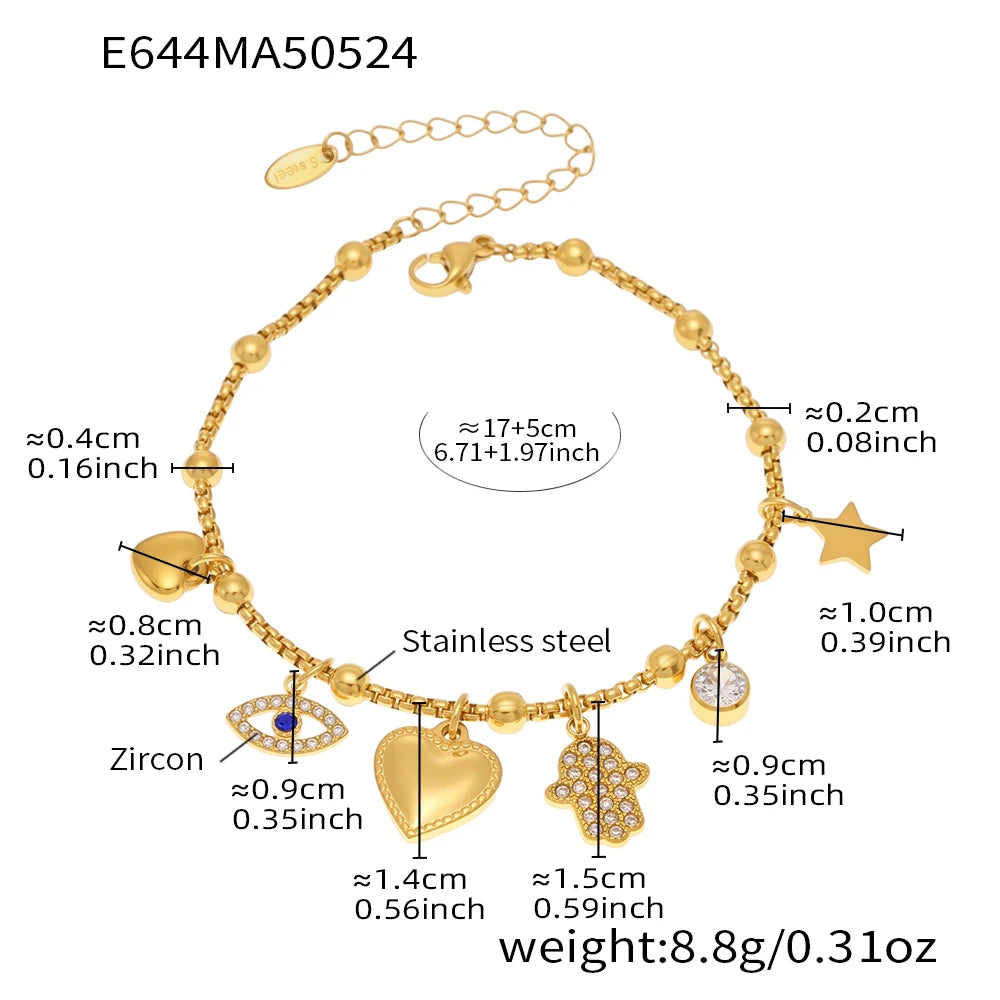 Ulvly Gold Plated Stainless Steel Charm Bracelet – Trendy Link Chain