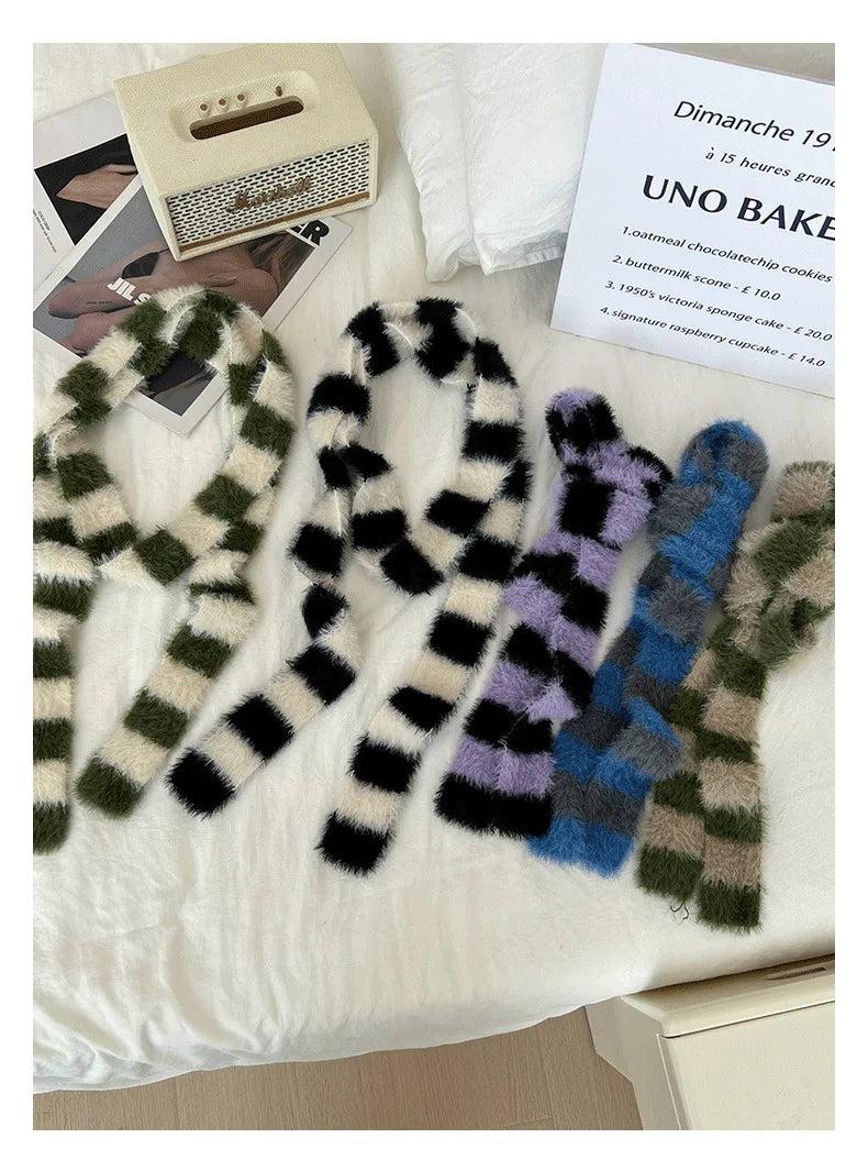 Ulvly Striped Plush Knit Scarf
