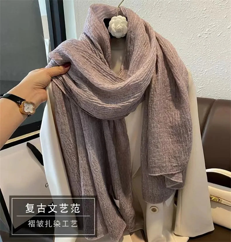 Ulvly Retro Cotton-Linen Touch Scarf