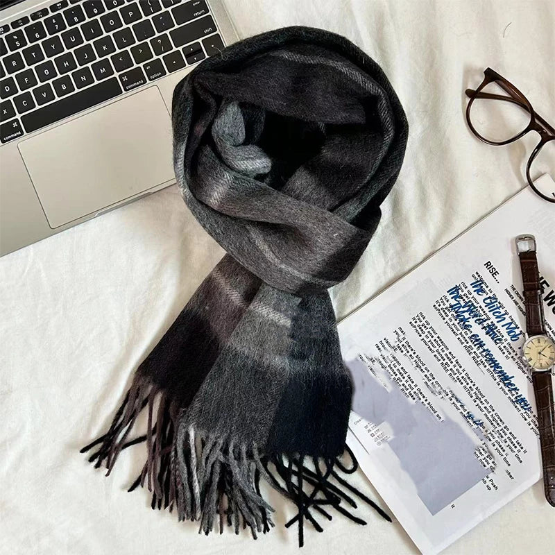 Ulvly Plaid Wool Tassel Scarf