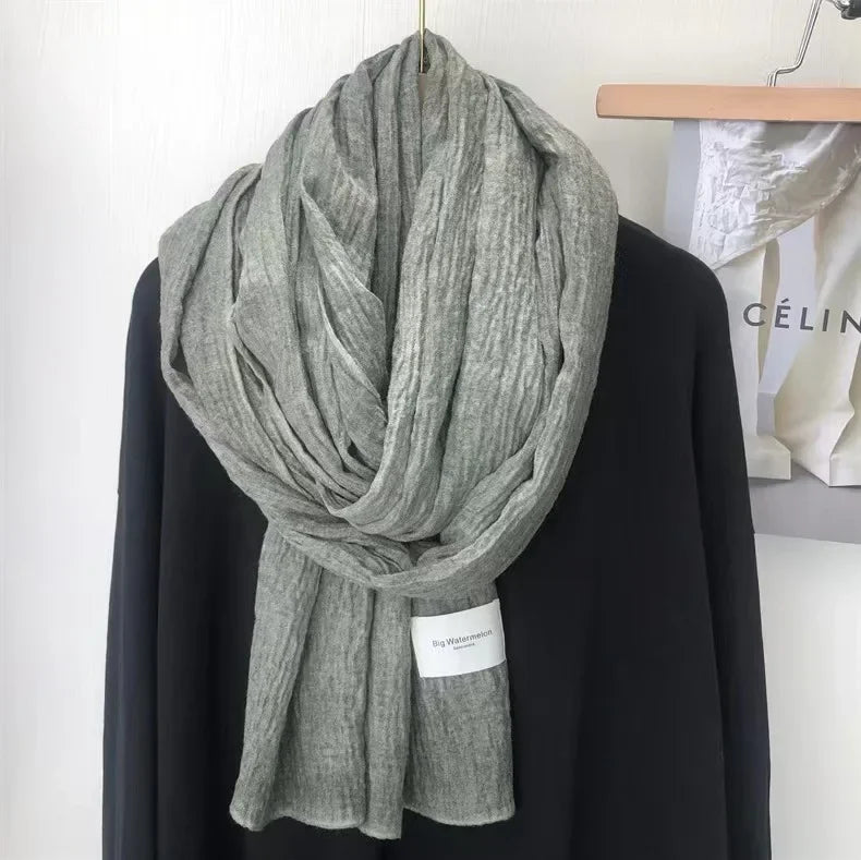 Ulvly Retro Cotton-Linen Touch Scarf