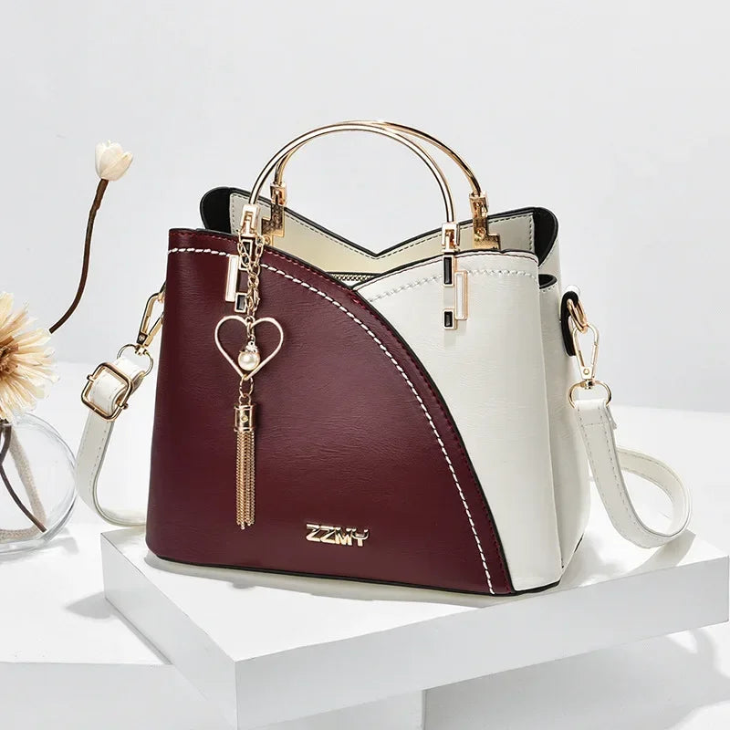Ulvly Patchwork PU Leather Shoulder Bag