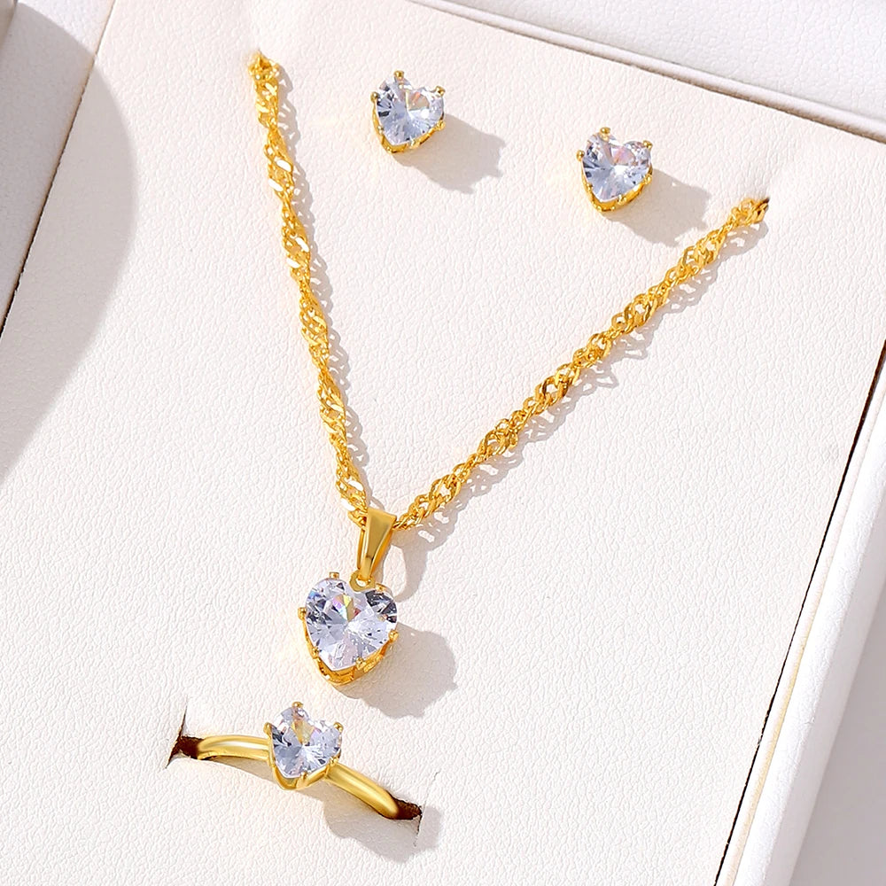 Ulvly Jewelry Set with Necklace, Earrings, and Ring – Zinc Alloy