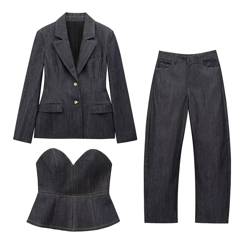 Ulvly 3-Piece Denim Suit Set