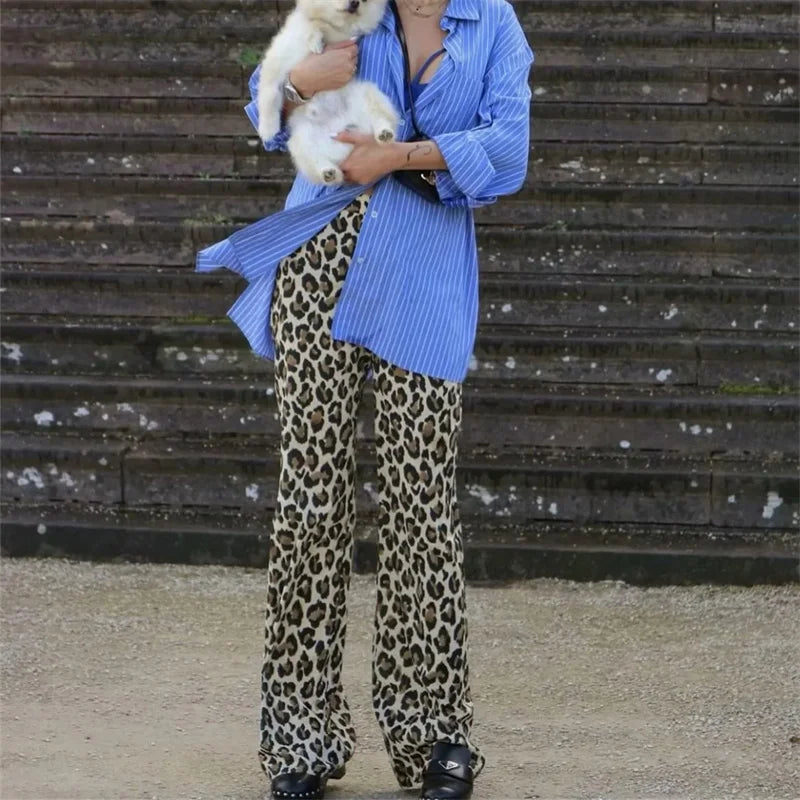Ulvly Y2K Leopard Wide-Leg Pants