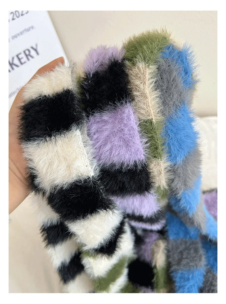 Ulvly Striped Plush Knit Scarf