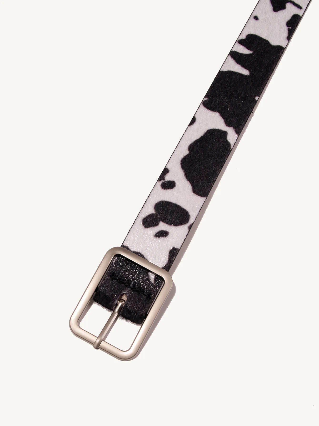 Ulvly Cow Print Faux Fur Belt
