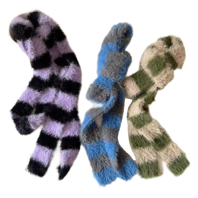 Ulvly Striped Plush Knit Scarf