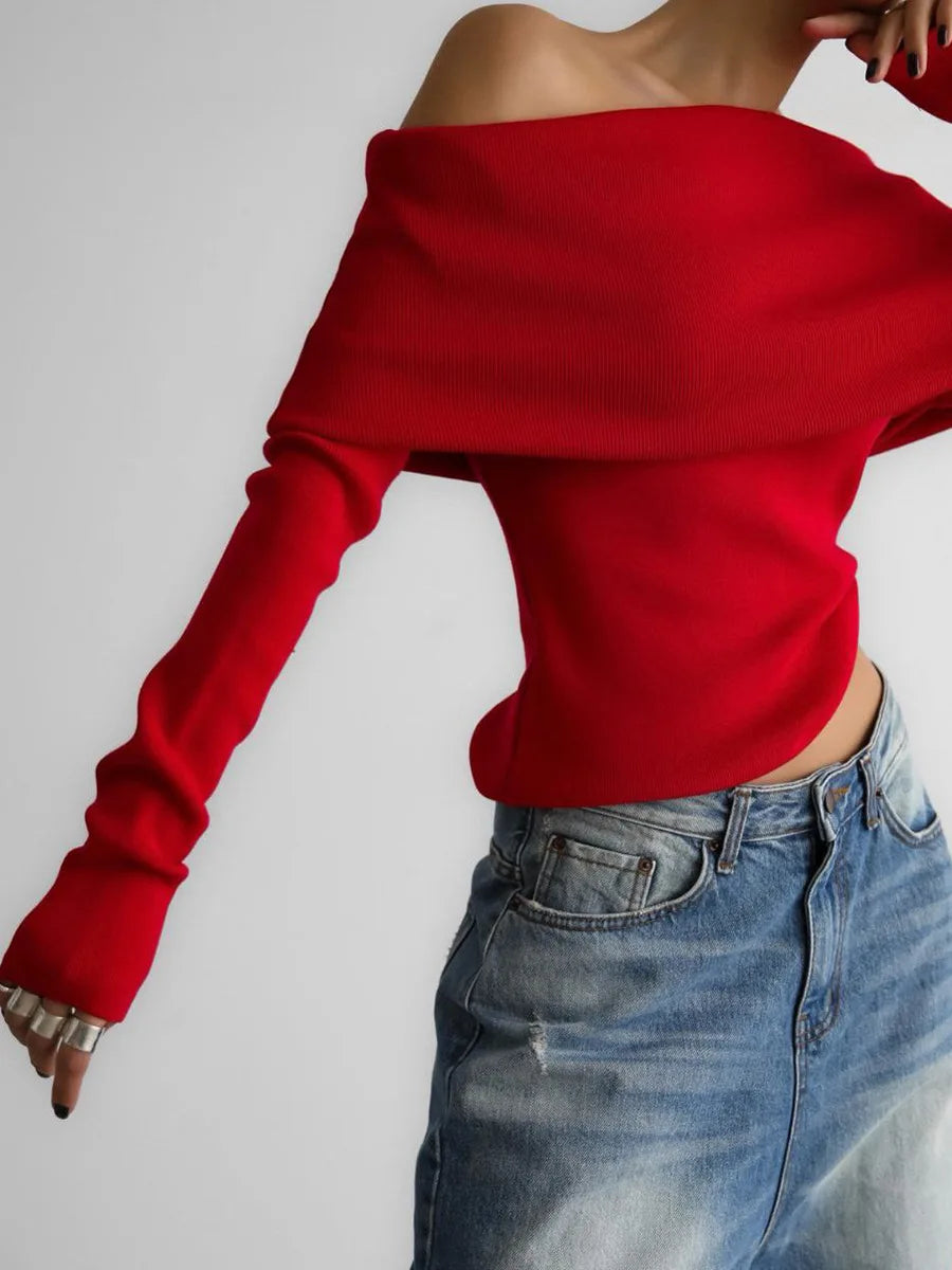 Ulvly One-Shoulder Knit Pullover