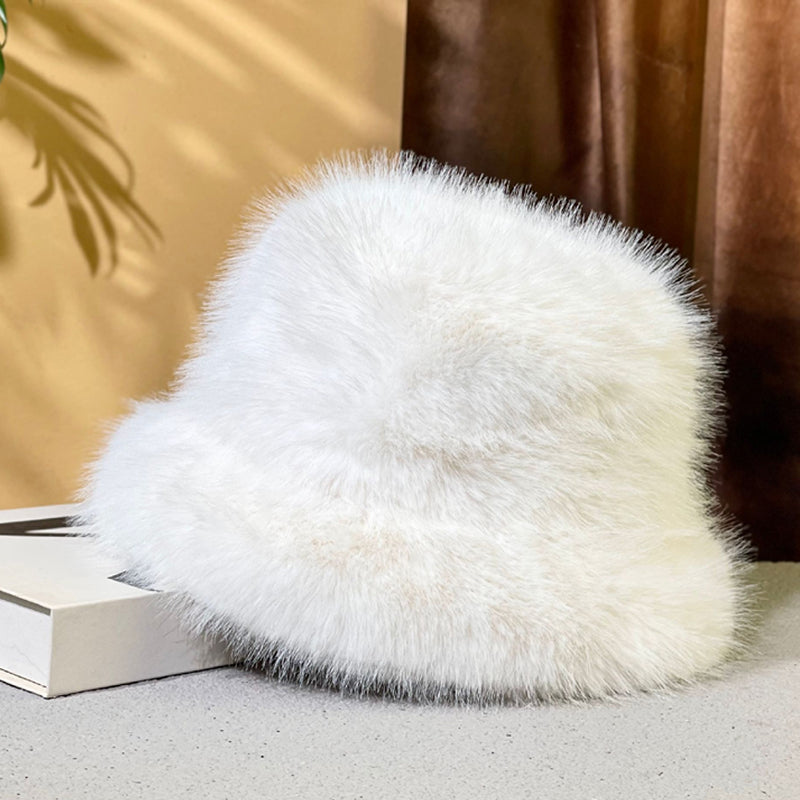 Ulvly Fluffy Faux Fur Bucket Hat
