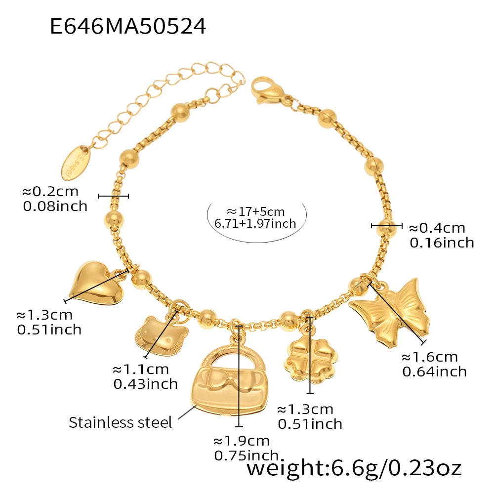 Ulvly Gold Plated Stainless Steel Charm Bracelet – Trendy Link Chain