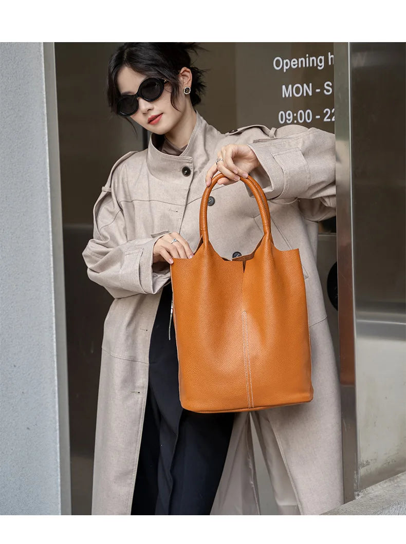 Ulvly Genuine Cowhide Commuter Tote