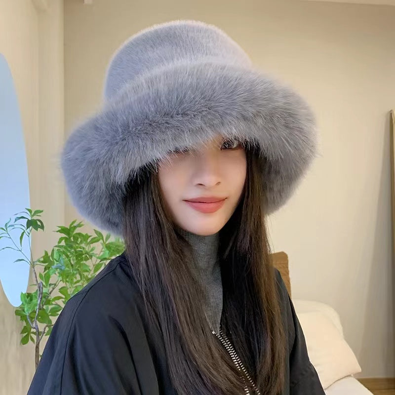 Ulvly Fluffy Faux Fur Bucket Hat