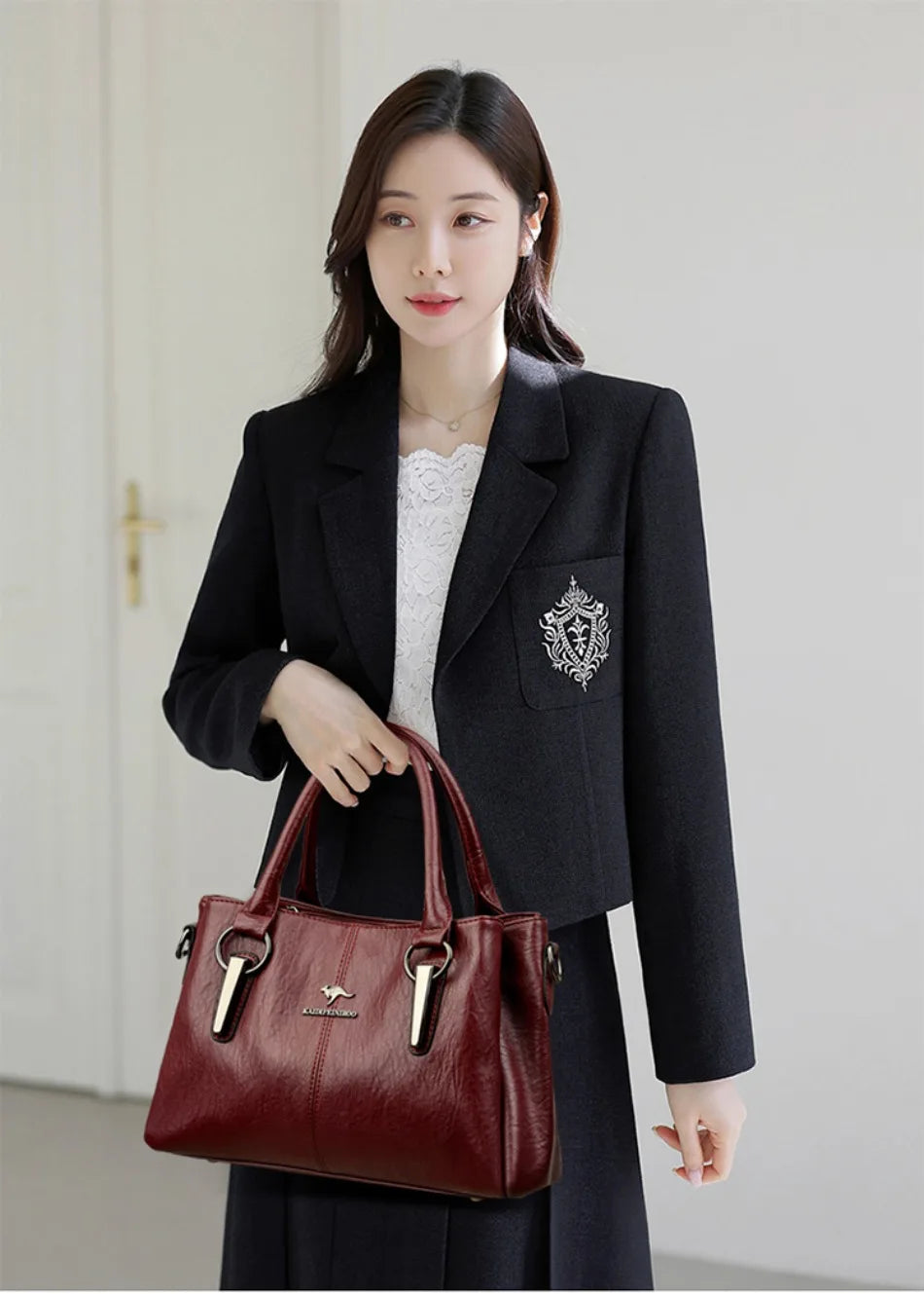 Ulvly 3-Layer Soft PU Leather Crossbody Bag