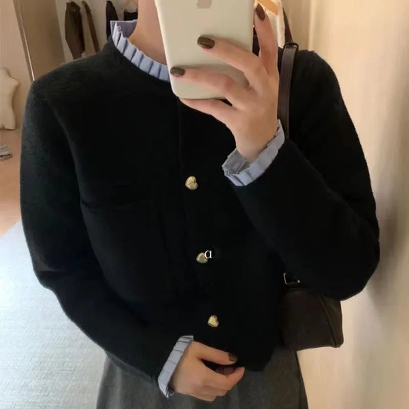 Ulvly Heart-Button Cardigan