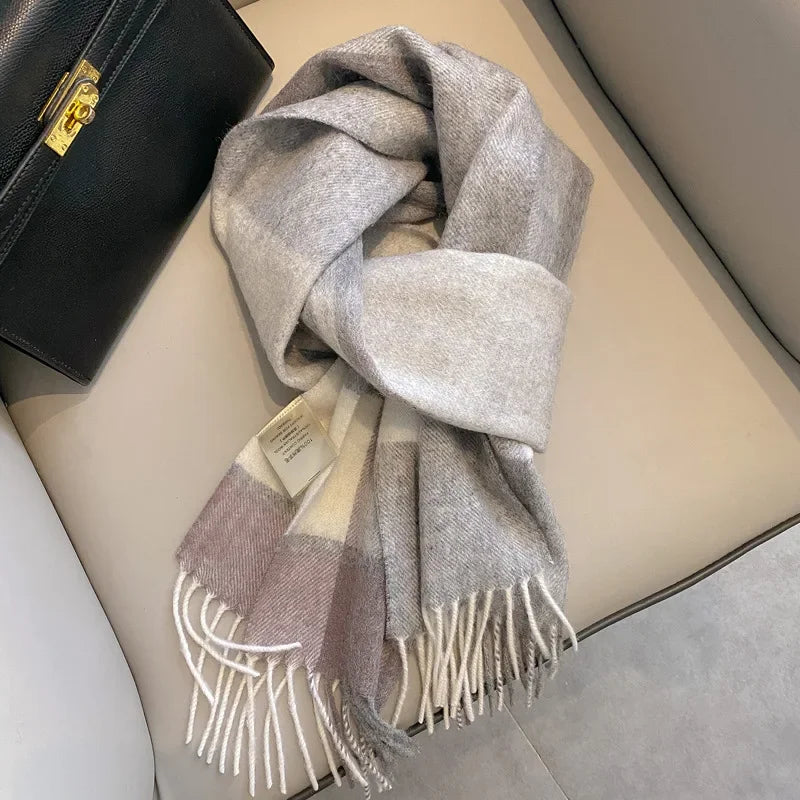 Ulvly Plaid Wool Tassel Scarf