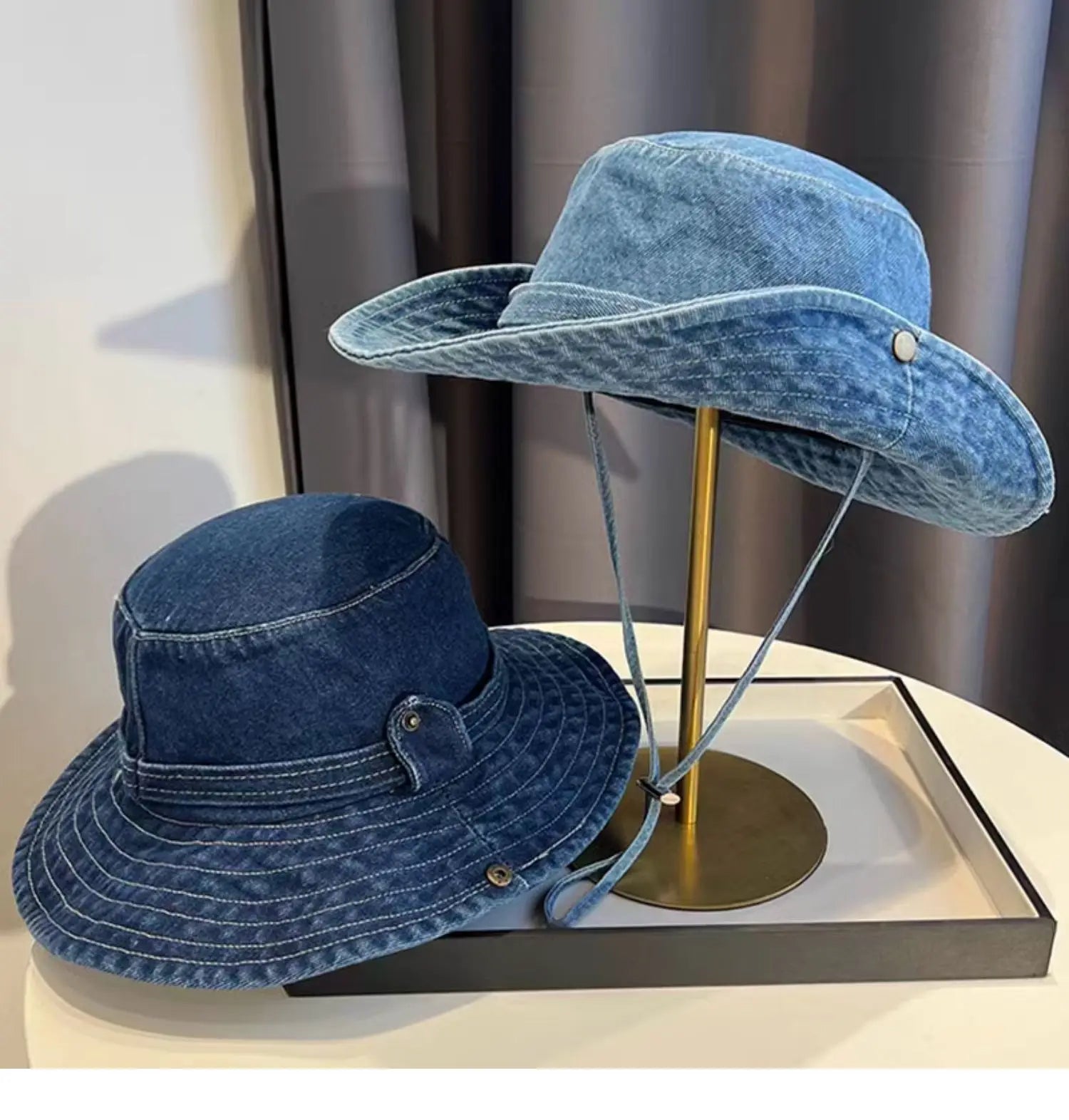 Ulvly Vintage Washed Denim Bucket Hat
