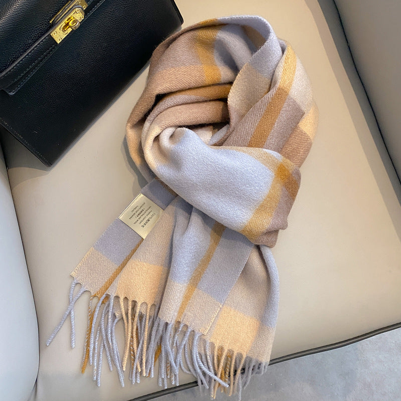 Ulvly Plaid Wool Tassel Scarf