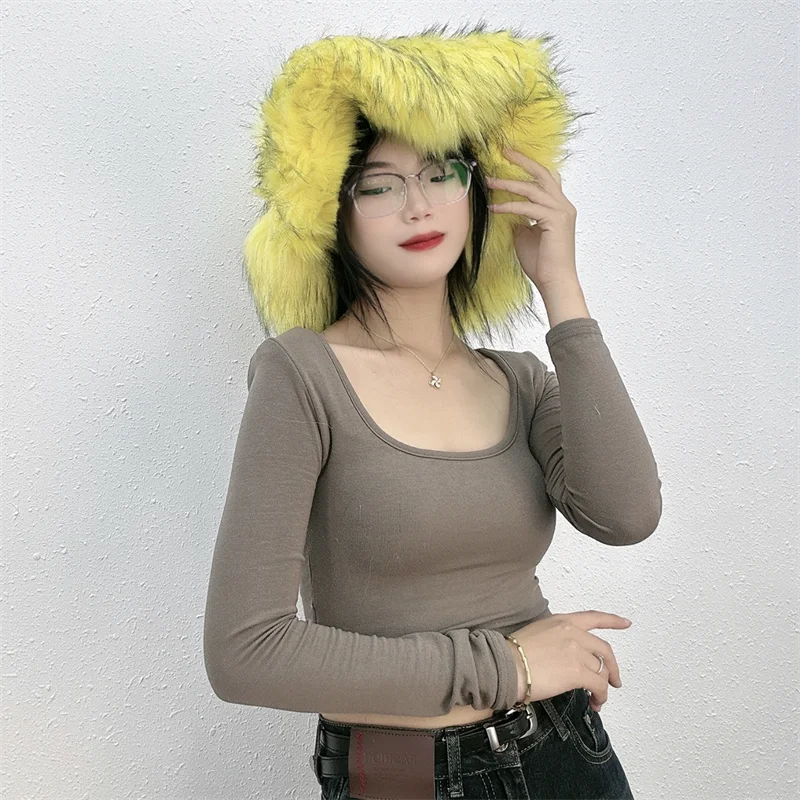 Ulvly Winter Plush Bucket Hat with Earflaps