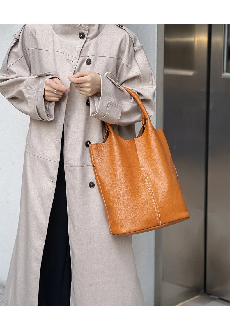 Ulvly Genuine Cowhide Commuter Tote