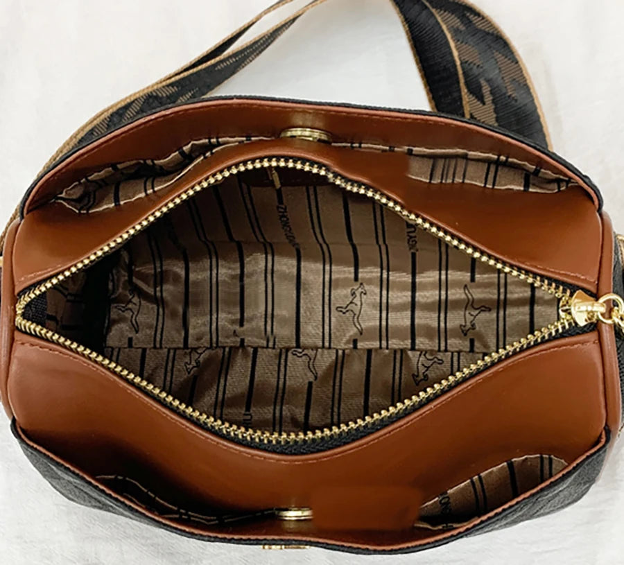 Ulvly Soft Leather Checkered Messenger Bag