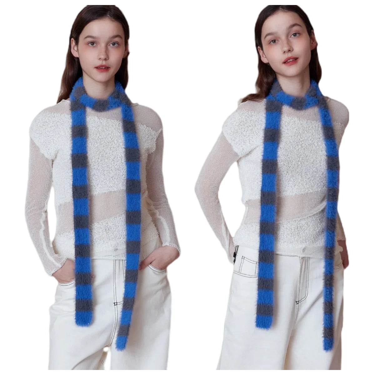 Ulvly Striped Plush Knit Scarf