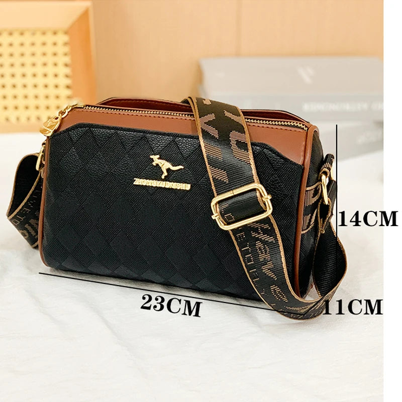 Ulvly Soft Leather Checkered Messenger Bag