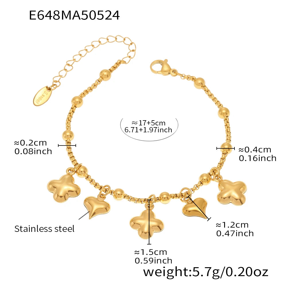 Ulvly Gold Plated Stainless Steel Charm Bracelet – Trendy Link Chain