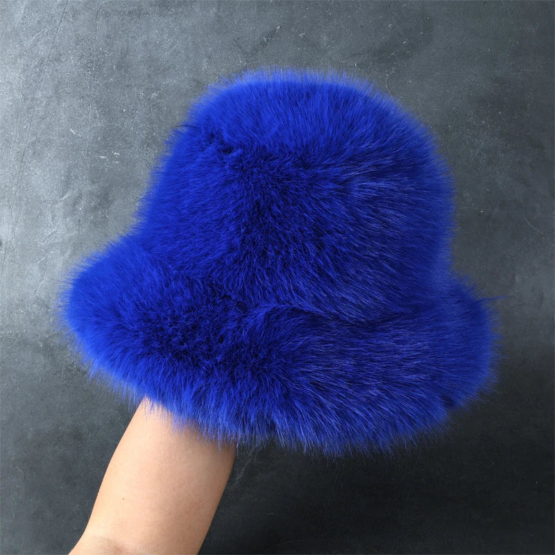 Ulvly Fluffy Faux Fur Bucket Hat