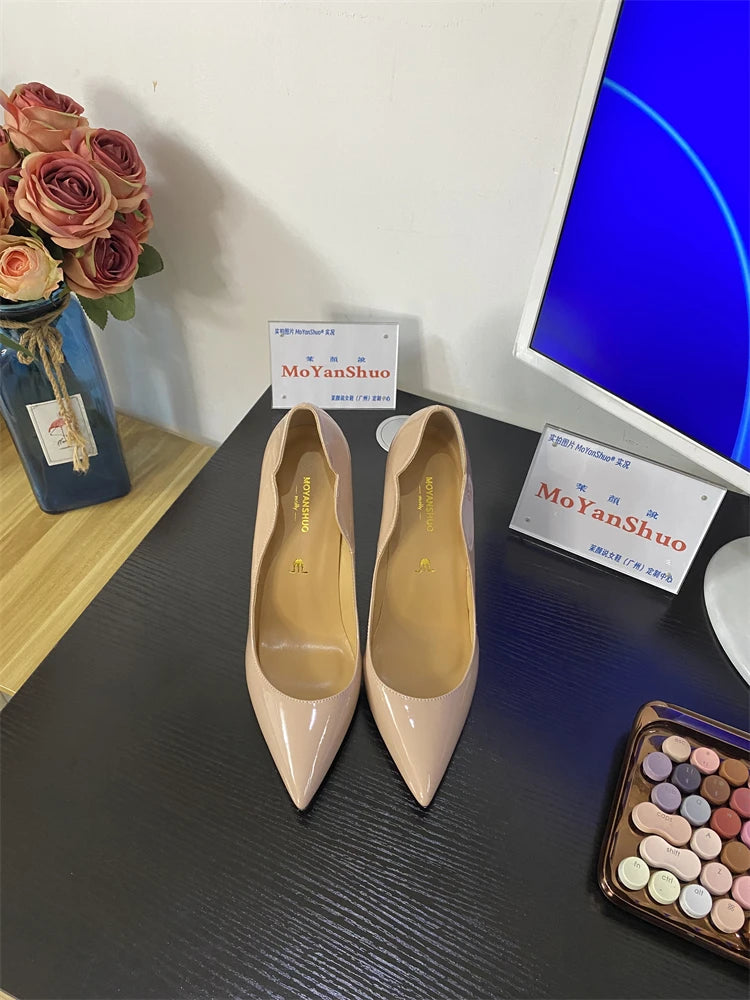 Ulvly Nude Patent Pointed-Toe Stiletto Heels