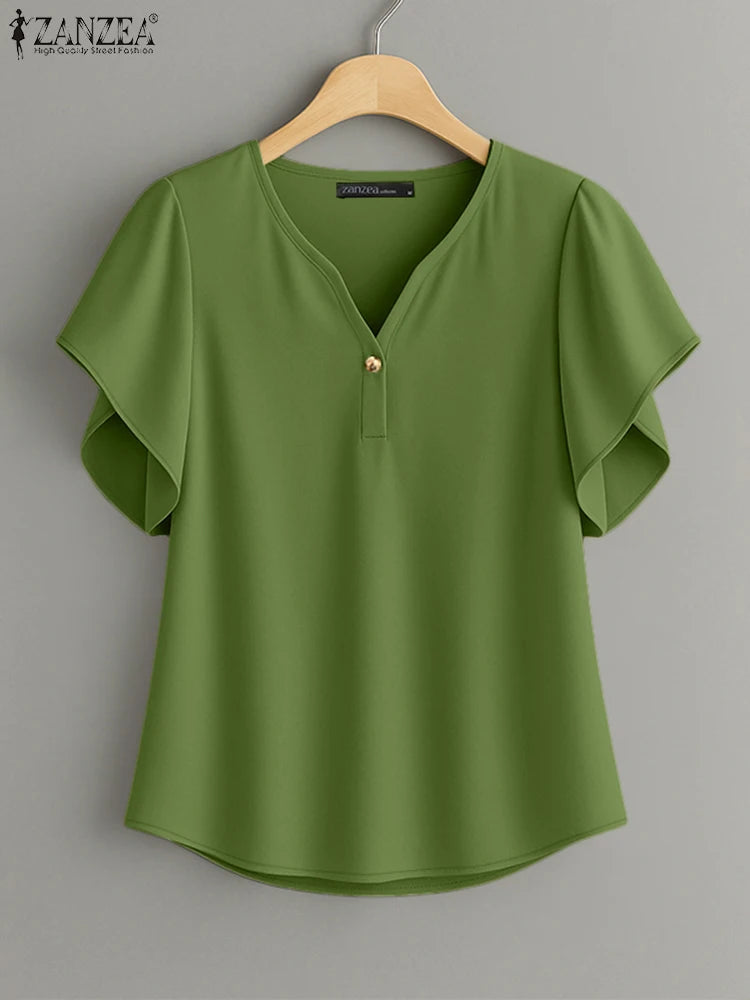 Ulvly V Neck Summer Blouse