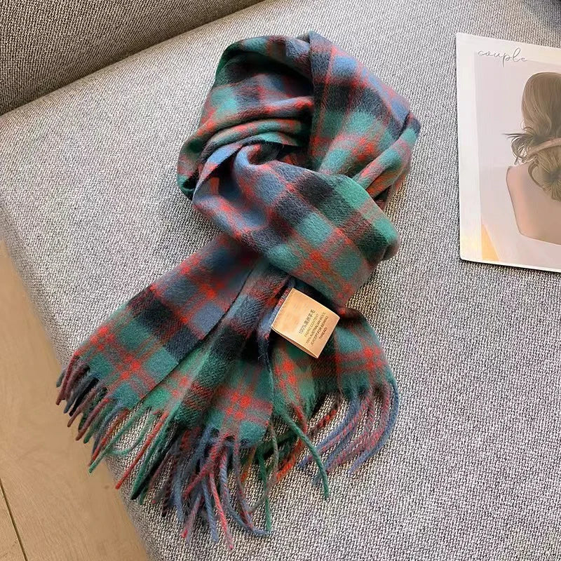 Ulvly Plaid Wool Tassel Scarf