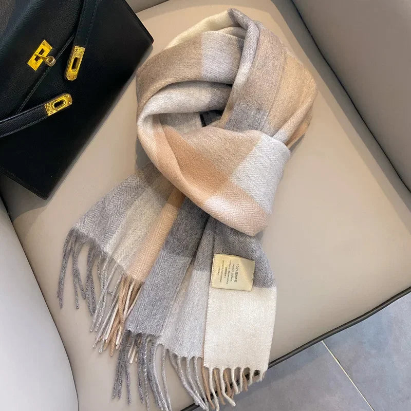 Ulvly Plaid Wool Tassel Scarf