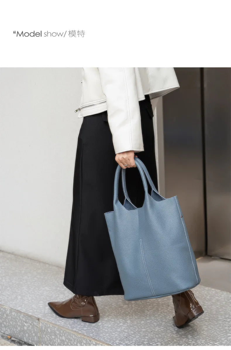 Ulvly Genuine Cowhide Commuter Tote