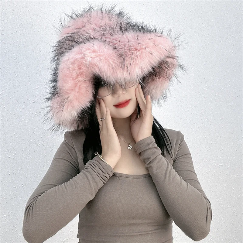 Ulvly Winter Plush Bucket Hat with Earflaps