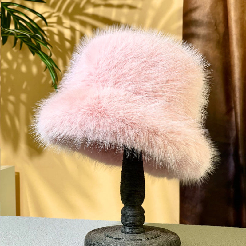 Ulvly Fluffy Faux Fur Bucket Hat