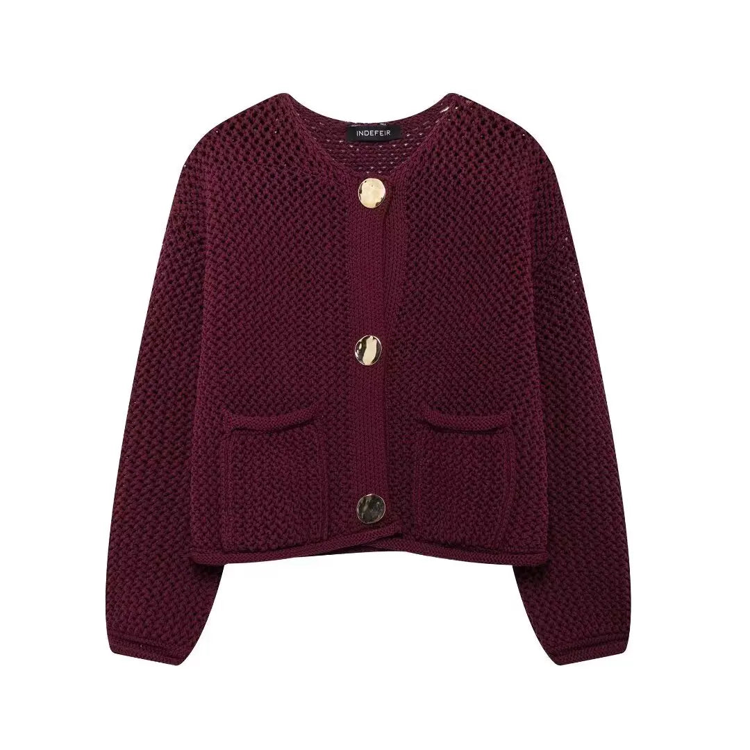 Ulvly Metal-Button Knit Cardigan