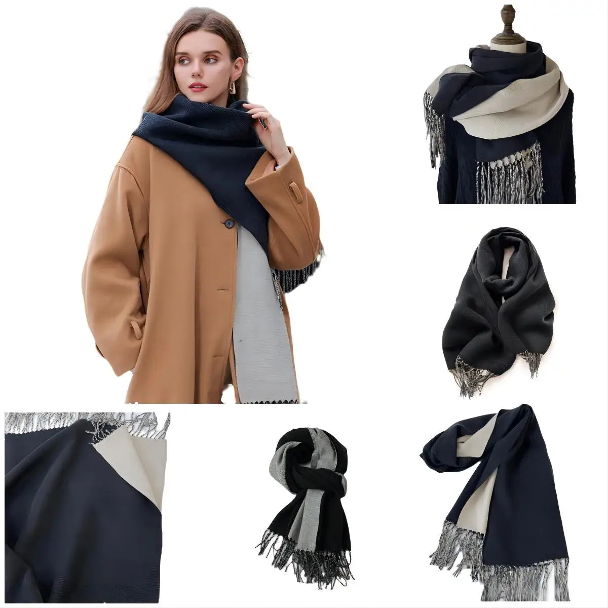 Ulvly Double-Sided Cashmere-Feel Scarf