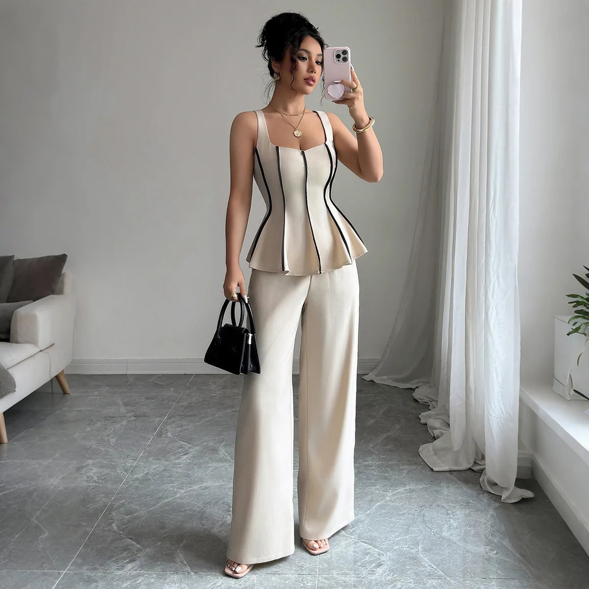 Ulvly Two-Piece Ruffle Pant Set