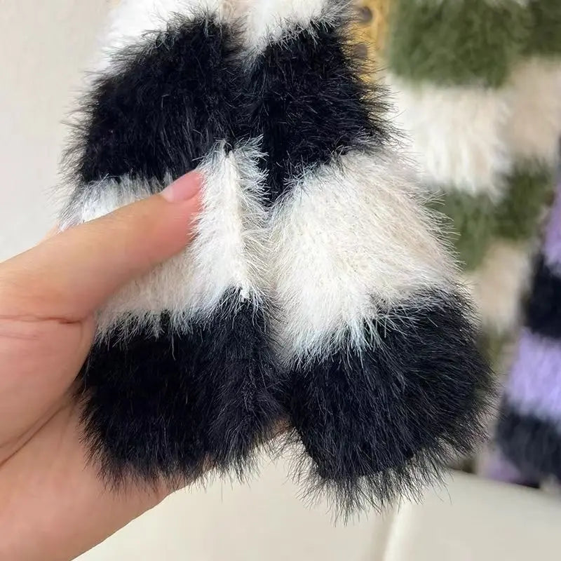 Ulvly Striped Plush Knit Scarf